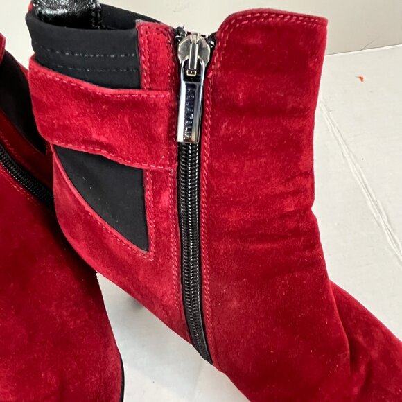 Women's Aquatalia Red Suede Heeled Bootie, Size 38.5 EU - Picture 4 of 15